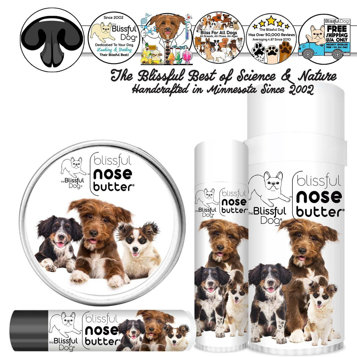 3 Cute Puppies Nose Butter