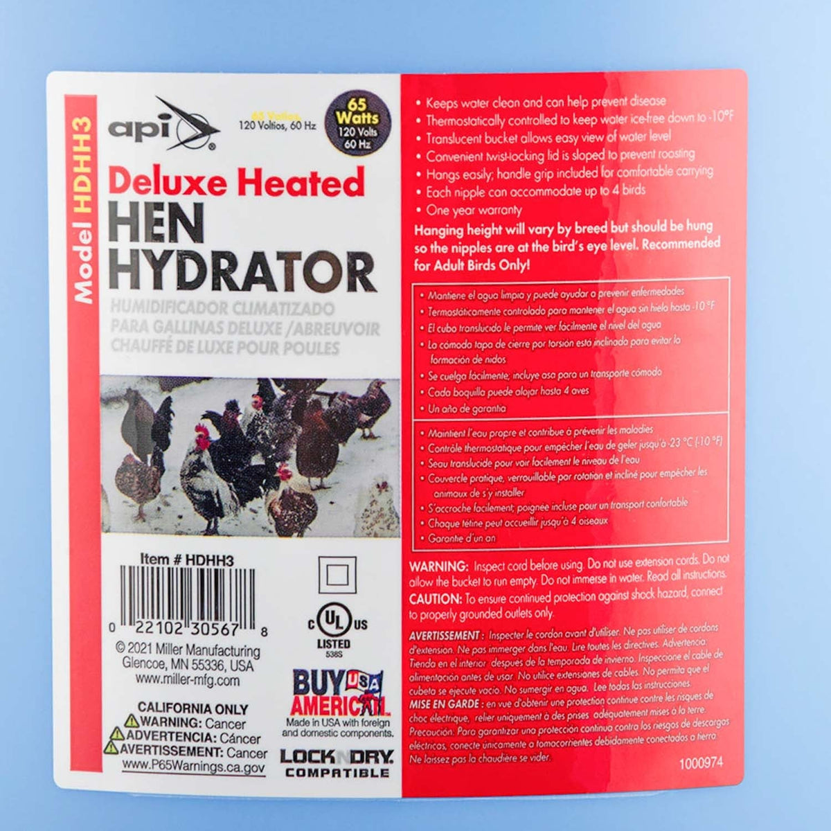 Little Giant Heated Deluxe Hen Hydrator, 3 Gallon